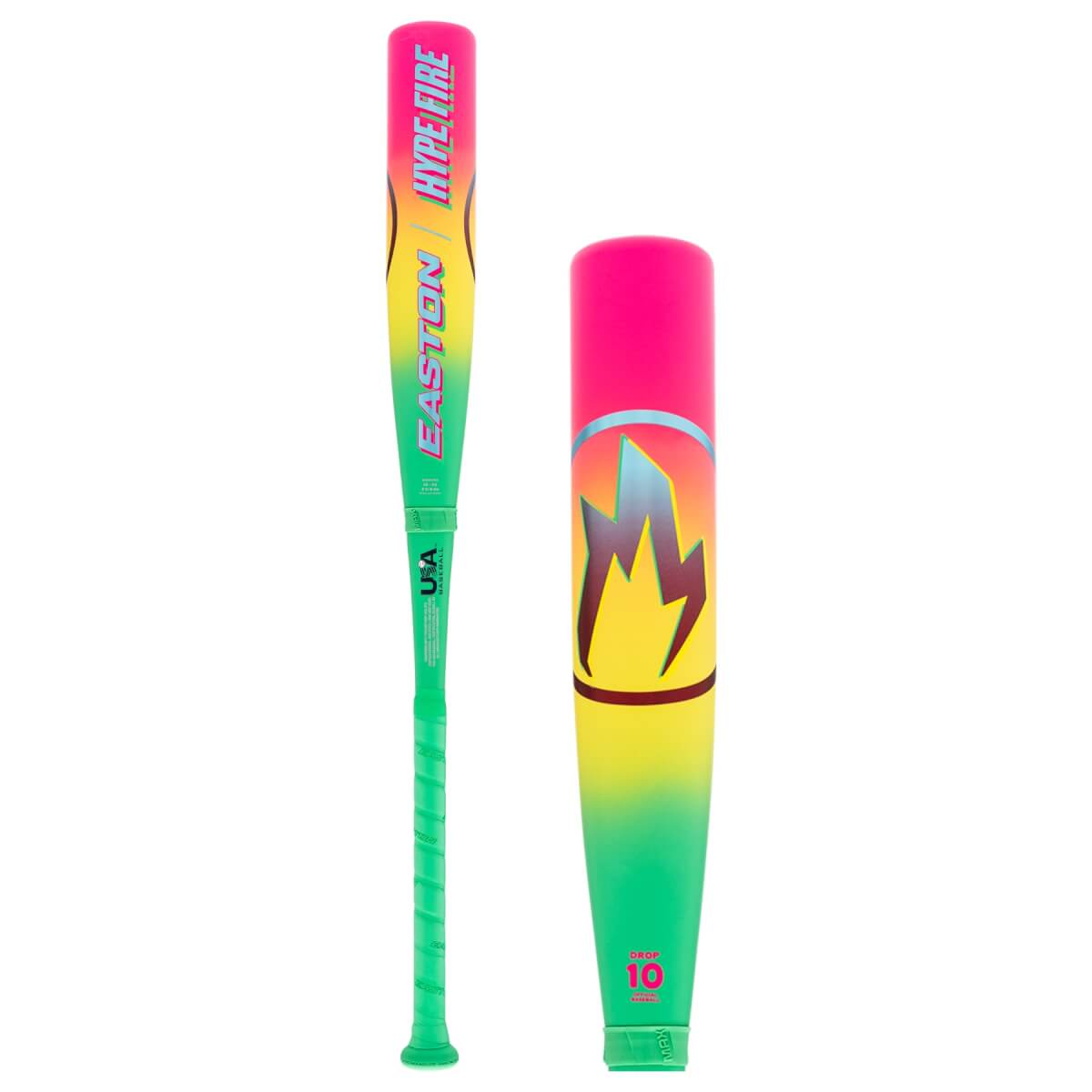Neon green to pink Easton Hype Fire -10 USA baseball bat product photo
