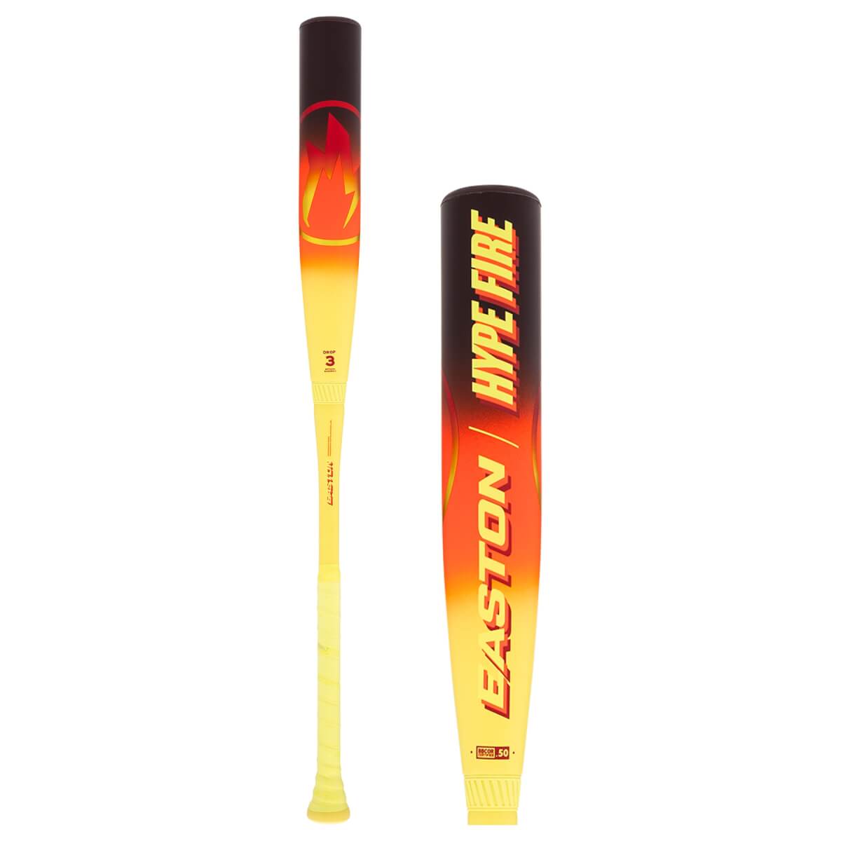 Yellow and black Easton Hype Fire BBCOR baseball bat product photo