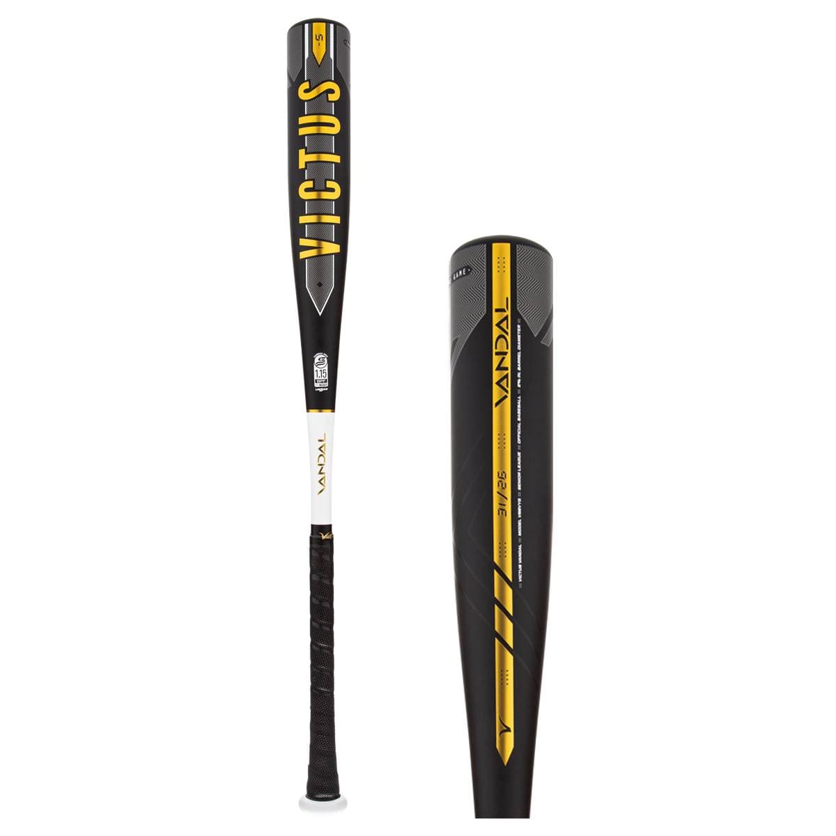 Black, white and gold Victus Vandal -5 USSSA baseball bat product photo