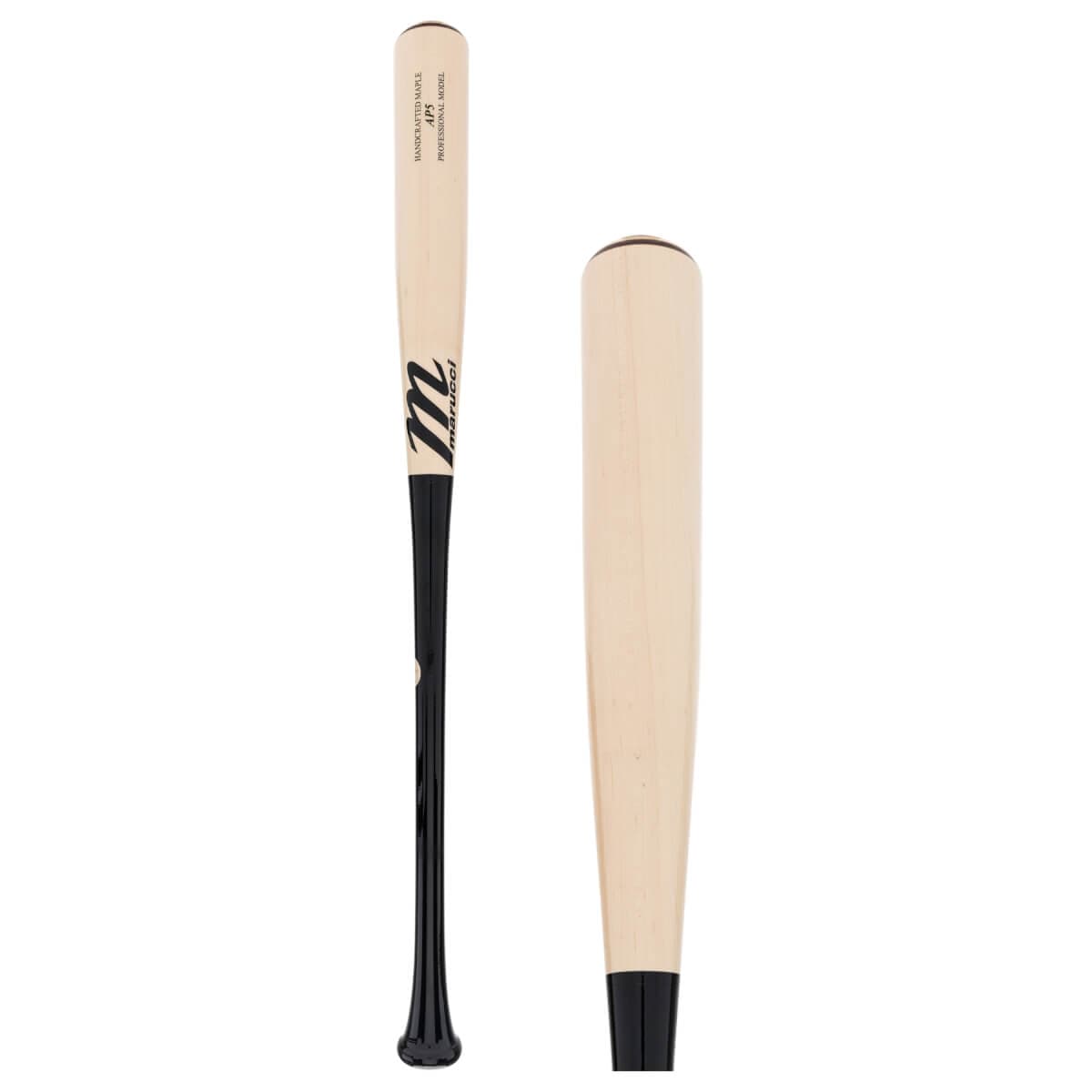 Black handle natural barrel Marucci Pro AP5 maple wood baseball bat product photo