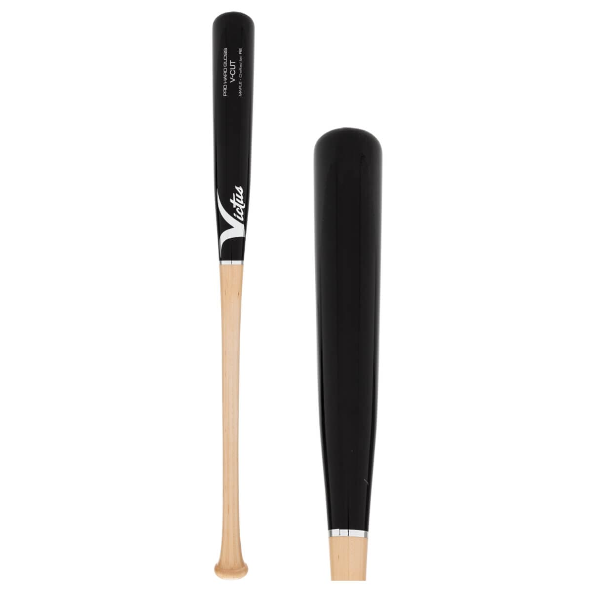 Natural and black Victus V-Cut hard maple wood baseball bat product photo