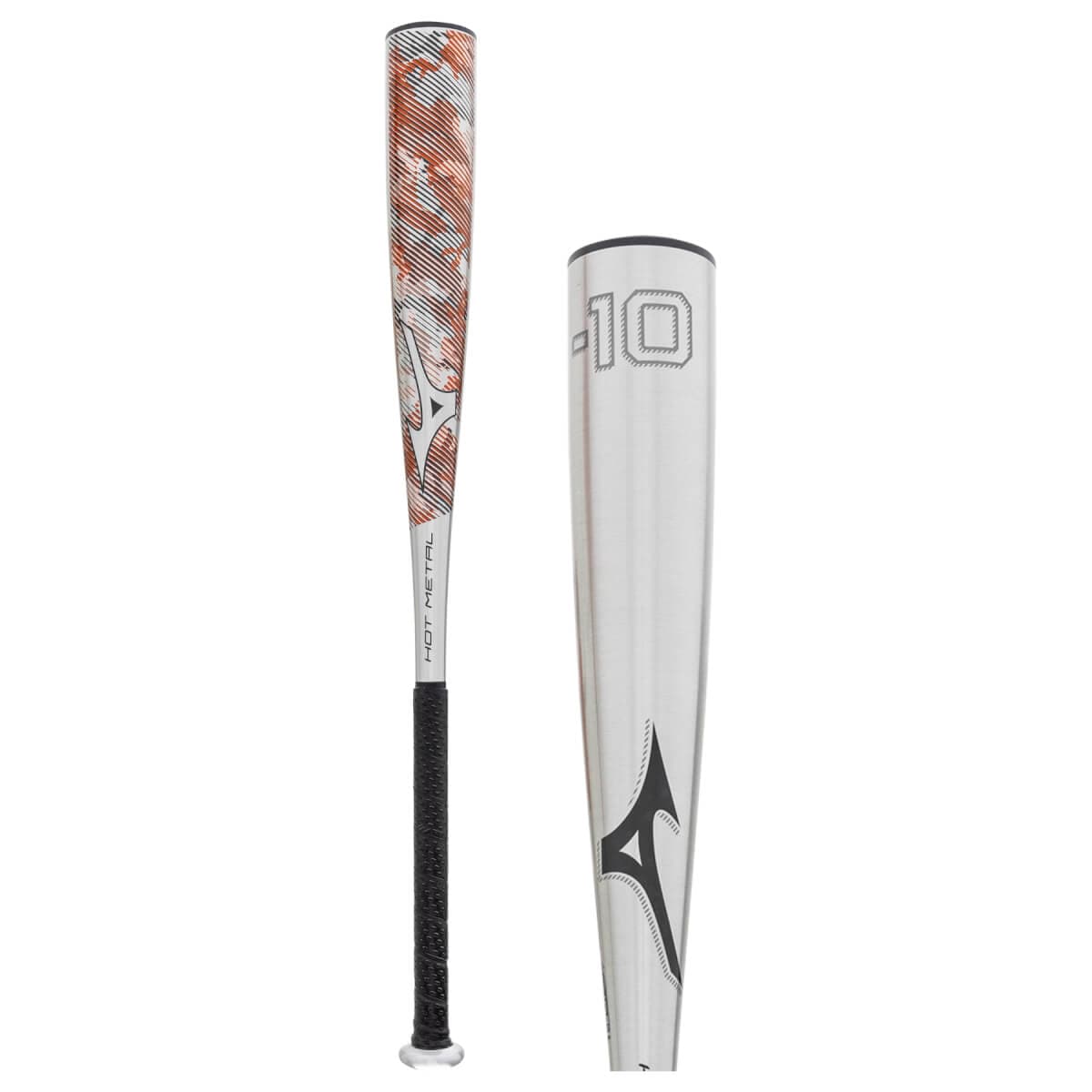 Orange and silver Mizuno Hot Metal -10 USSSA baseball bat product photo